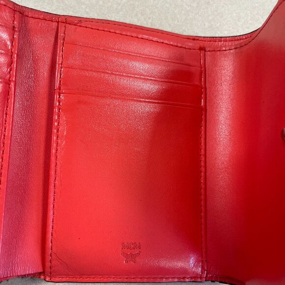 MCM  Visetos Grained Calfskin Tri-Fold Wallet - Marigold Orange - Preowned - Picture 9 of 15